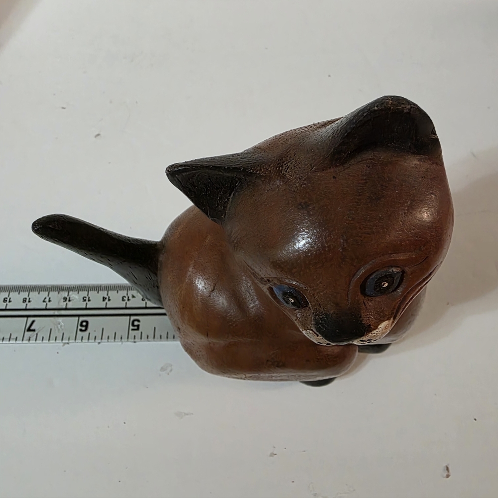 Vintage Wooden Cat Figurine Hand Carved - Picture 7 of 9